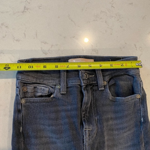 7 For All Mankind Luxe Vintage Italian Fabric Black Distressed Skinny Jeans 23 - Picture 8 of 15